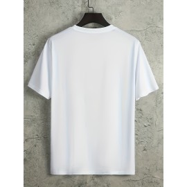 Smile Face Print, Men's Graphic Design Crew Neck T-shirt, Casual Comfy Tees Tshirts For Summer, Men's Clothing Tops For Daily Vacation Resorts