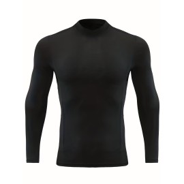 Men's Casual Pullover Shirts Long Sleeve Slim Fit Basic Solid Lightweight Turtleneck T-Shirt
