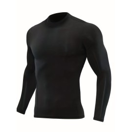 Men's Casual Pullover Shirts Long Sleeve Slim Fit Basic Solid Lightweight Turtleneck T-Shirt