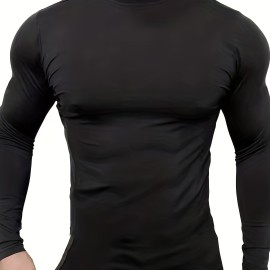 Men's Casual Pullover Shirts Long Sleeve Slim Fit Basic Solid Lightweight Turtleneck T-Shirt