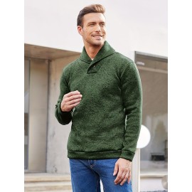 Trendy Solid Stand Collar Cool Knitted Thermal Sweater For Men, Men's Casual  Pullover  Knit Sweater Streetwear For Winter Fall, As Gifts
