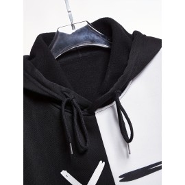 Creative Pattern Print, Men's 2Pcs Outfits, Casual Hoodies Long Sleeve Hooded Sweatshirt And Sweatpants Joggers Set For Spring Fall, Men's Clothing