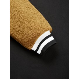 Men's Cartoon Bear Embroidery Crew Neck Sweatshirt, Loose Fit Sports Tops