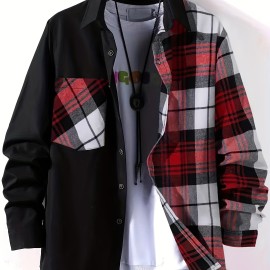 Fashionable And Casual Men's Plaid Cardigan Button Long Sleeve Lapel Jacket, Comfortable And Versatile, Suitable For Dates, Suitable For Autumn And Winter