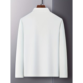 Solid Men's Slim Mock Neck Long Sleeve Active T-shirt Tee, Casual Comfy Shirts For Winter Fall, Men's Clothing Tops