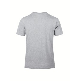 5pcs Multi Color Men's Solid Comfy Cotton Casual T-Shirts Set, Basic Crew Neck Tees For Summer Sports