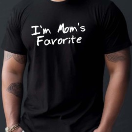Mom's Favorite Print T Shirt, Tees For Men, Casual Short Sleeve T-shirt For Summer