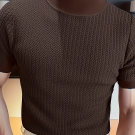 Men's Comfy Chic Turtleneck Solid T-shirt, Men's Summer Slim Fit Outdoor Clothes, Men's Clothing, Tops For Men, Gift For Men