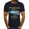 Vintage Car & Letter Pattern Print Men's Comfy Chic T-shirt, Graphic Tee Men's Summer Outdoor Clothes, Men's Clothing, Tops For Men, Gift For Men