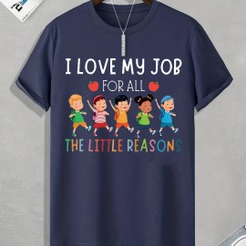 Tees For Men, Funny 'Love My Job' Print T Shirt, Casual Short Sleeve Tshirt For Summer Spring Fall, Tops As Gifts