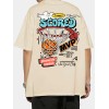 Cotton Blend Cartoon Basketball Print, Men's Graphic Design Crew Neck Novel T-shirt, Casual Comfy Drop Shoulder Loose Tees For Summer, Men's Clothing For Daily Vacation Resorts