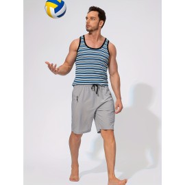 Men's Zip Pocket Sports Shorts, Swimwear, Quick Dry Lightweight Breathable UV Protection Beach Swimming Trunks (No Mesh Lining)