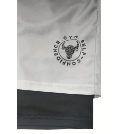 2-in-1 Double Layer Shorts With Inner Zipper Pocket, Men's Mid Stretch Sports Shorts For Summer Gym Workout Training