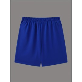 Graphic Pattern Comfy Shorts, Men's Casual Slightly Stretch Elastic Waist Drawstring Shorts For Summer Basketball Beach Resort