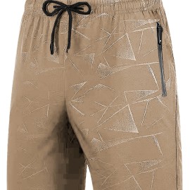 Men's Breathable Shorts With Pockets, Summer Rapid Dry Drawstring Sports Shorts For Running, Fitness, Training