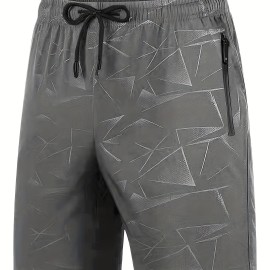 Men's Breathable Shorts With Pockets, Summer Rapid Dry Drawstring Sports Shorts For Running, Fitness, Training