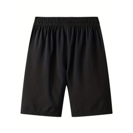 Zipper Pockets Quick Drying Comfy Active Shorts, Men's Casual Stretch Waist Drawstring Shorts For Summer