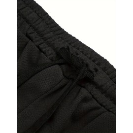 Men's Breathable Solid Shorts With Pockets, Summer Drawstring Elastic Waist Shorts For Running, Fitness, Training