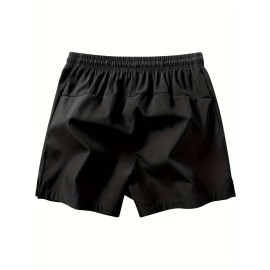 Men's Zipper Pockets Active Shorts, Casual Waist Drawstring Quick Drying Shorts