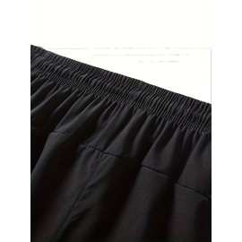 Men's Zipper Pockets Active Shorts, Casual Waist Drawstring Quick Drying Shorts