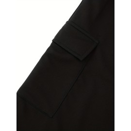 Classic Design Cargo Shorts, Men's Casual Multi Pocket Solid Color Waist Drawstring Cargo Shorts For Summer Outdoor