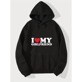 I Love My Girl Friend Print Hoodie, Cool Hoodies For Men, Men's Casual Graphic Design Pullover Hooded Sweatshirt With Kangaroo Pocket Streetwear For Winter Fall, As Gifts