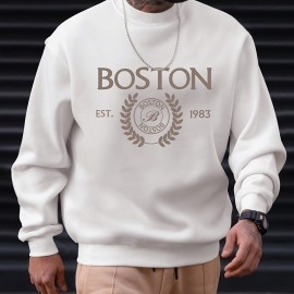 Men's Pullover Round Neck Long Sleeve Sweatshirt Letter 