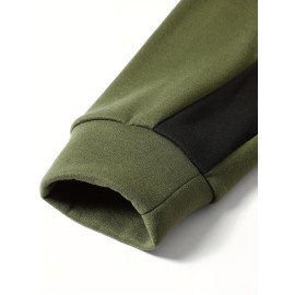 Color Block Hoodie, Cool Hoodies For Men, Men's Casual Graphic Design Pullover Hooded Sweatshirt With Kangaroo Pocket Streetwear For Winter Fall, As Gifts