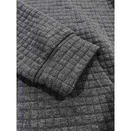 Waffle Pattern Hoodie, Cool Hoodies For Men, Men's Casual Solid Pullover Hooded Sweatshirt With Kangaroo Pocket Streetwear For Winter Fall, As Gifts