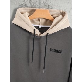 Color Block Cool Hoodies For Men, Men's Casual Graphic Design Hooded Sweatshirt Streetwear For Winter Fall, As Gifts