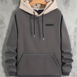 Color Block Cool Hoodies For Men, Men's Casual Graphic Design Hooded Sweatshirt Streetwear For Winter Fall, As Gifts