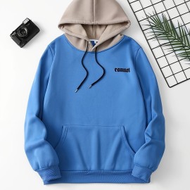 Color Block Cool Hoodies For Men, Men's Casual Graphic Design Hooded Sweatshirt Streetwear For Winter Fall, As Gifts