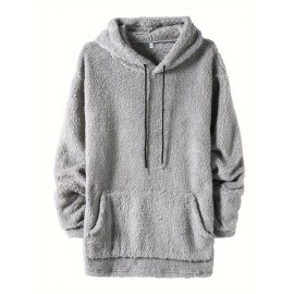 Cool Warm Fluffy Hoodies For Men, Men's Casual Snuddie Pullover Hooded Sweatshirt With Kangaroo Pocket Streetwear For Winter Fall, As Gifts