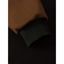 Color Block Men's All-match Hooded Sweatshirt, Men's Sports Zip Up Outwear With Pockets, Spring Fall