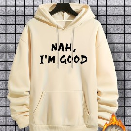 I'm Good Print Hoodie, Cool Hoodies For Men, Men's Casual Graphic Design Pullover Hooded Sweatshirt With Kangaroo Pocket Streetwear For Winter Fall, As Gifts