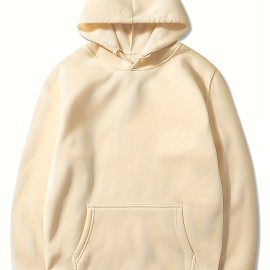 Hoodies For Men, Solid Color Hoodie, Men's Casual Pullover Hooded Sweatshirt With Kangaroo Pocket For Spring Fall, As Gifts