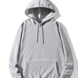 Hoodies For Men, Solid Color Hoodie, Men's Casual Pullover Hooded Sweatshirt With Kangaroo Pocket For Spring Fall, As Gifts