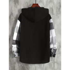 Men's Retro Plaid Hooded Shirt Jacket