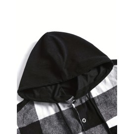 Men's Retro Plaid Hooded Shirt Jacket