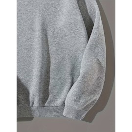 Trendy Grimace Print Men's Crew Neck Long Sleeve Sweatshirt, Casual Wear, Graphic Pullover, Men's Clothing For Spring Fall Winter