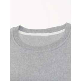 Trendy Grimace Print Men's Crew Neck Long Sleeve Sweatshirt, Casual Wear, Graphic Pullover, Men's Clothing For Spring Fall Winter