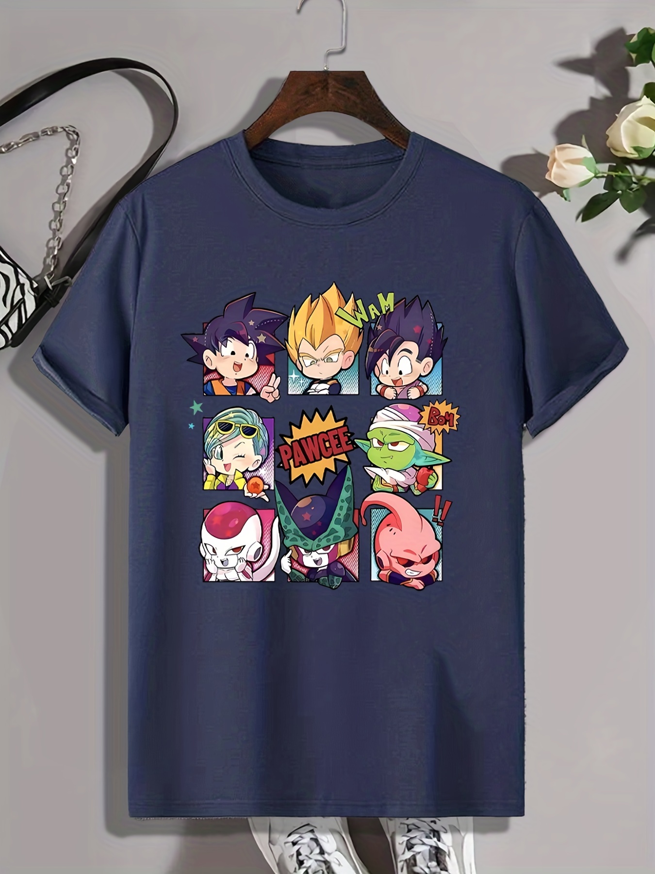 graphic design crew neck t shirt, cartoon anime characters print mens graphic design crew neck t shirt casual comfy tees tshirts for summer mens clothing tops for daily vacation resorts details 5