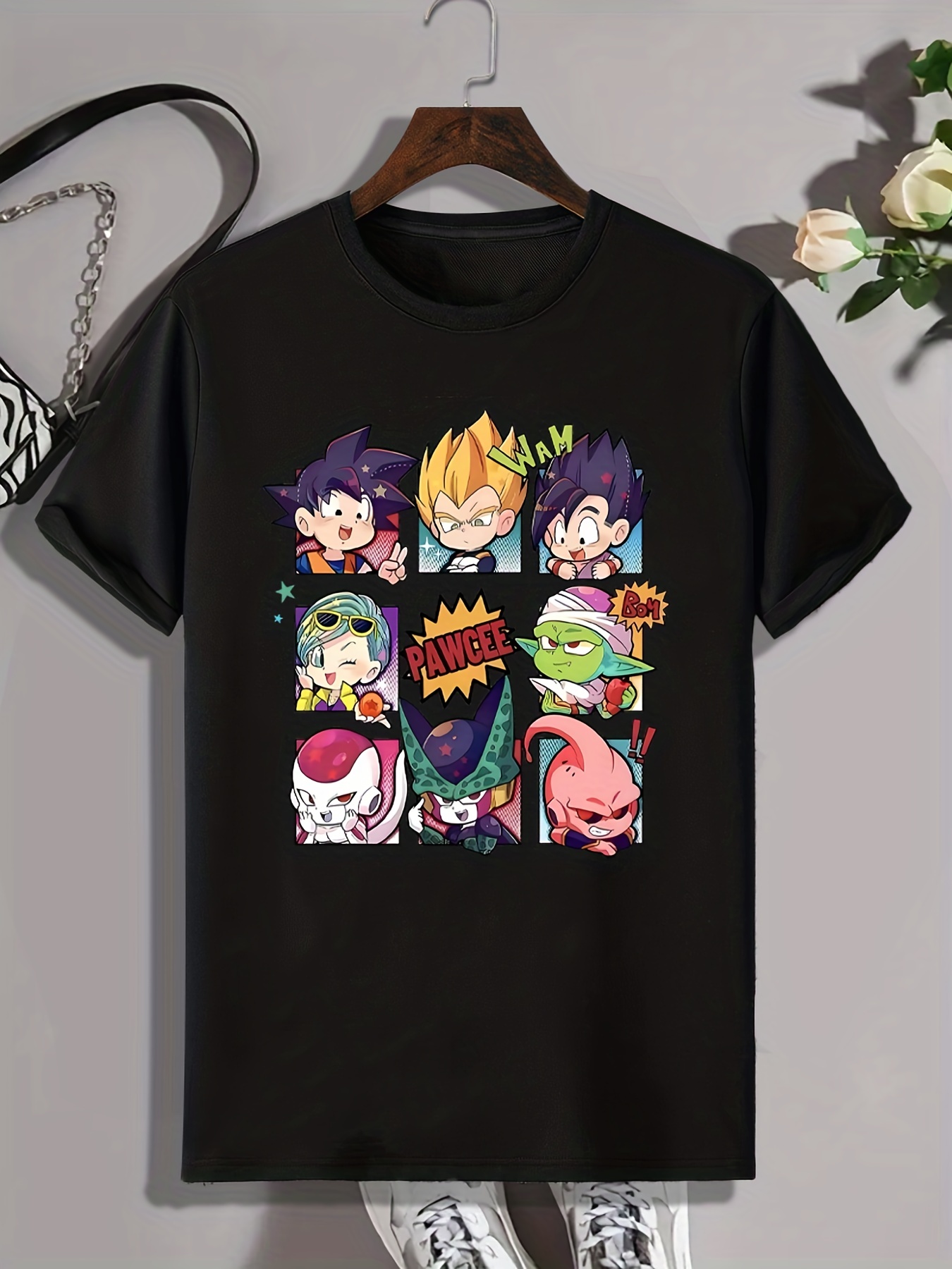 graphic design crew neck t shirt, cartoon anime characters print mens graphic design crew neck t shirt casual comfy tees tshirts for summer mens clothing tops for daily vacation resorts details 11