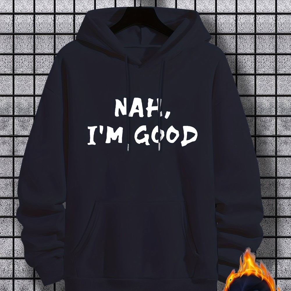 I'm Good Print Hoodie, Cool Hoodies For Men, Men's Casual Graphic Design Pullover Hooded Sweatshirt With Kangaroo Pocket Streetwear For Winter Fall, As Gifts - Image 12